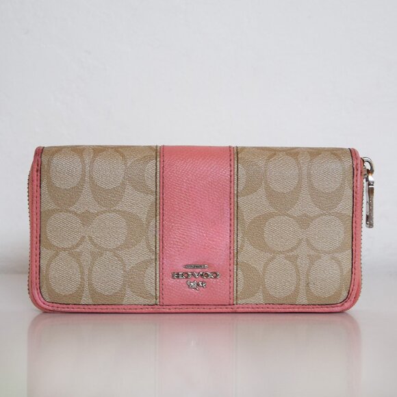 Coach Signature Leather Zip Around Long Wallet - Picture 1 of 17